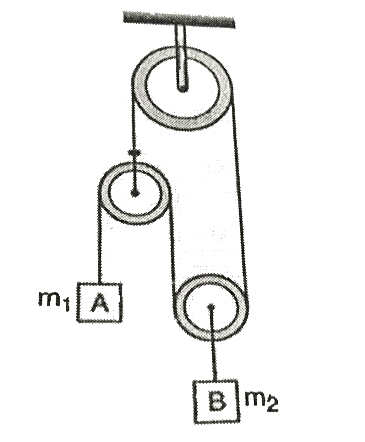 In the arrangement shown in fig neglect the masses of pulleys and