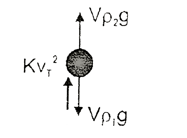 A spherical solild of volume V is made of a material of density `rho_(1