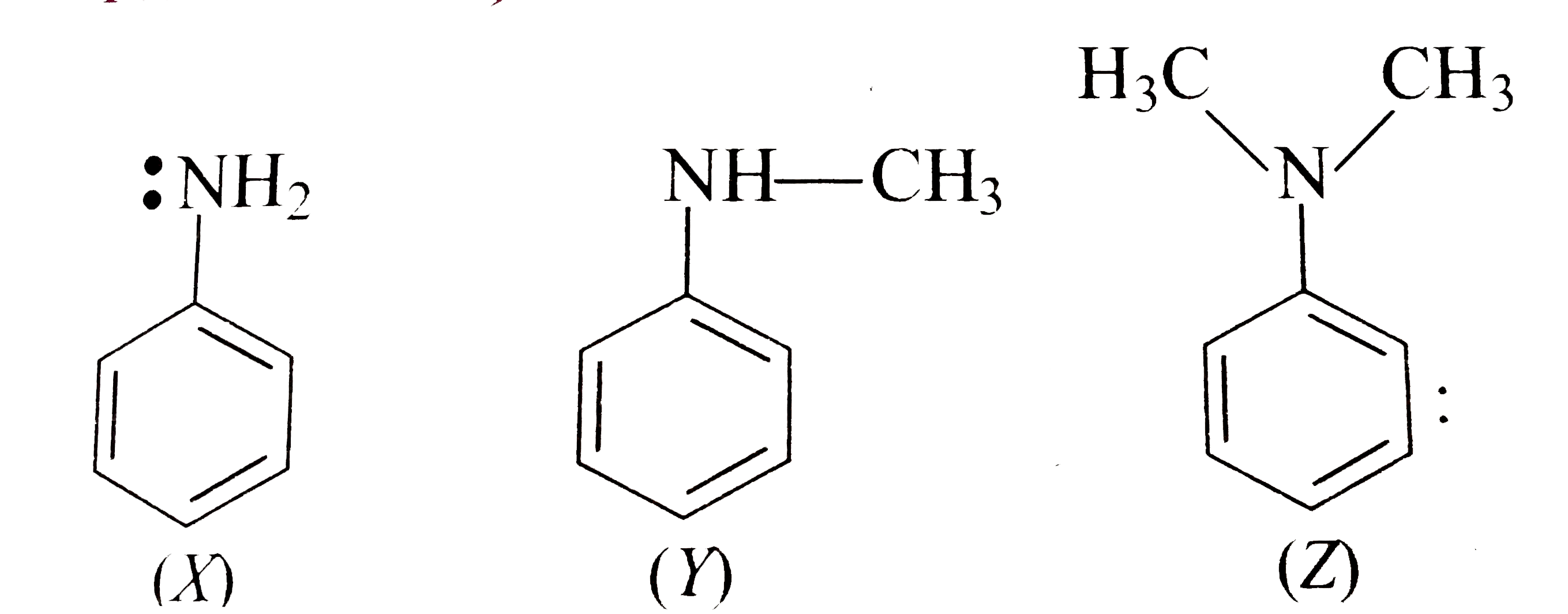 `rArr` The decreasing order of basicity of following aniline
