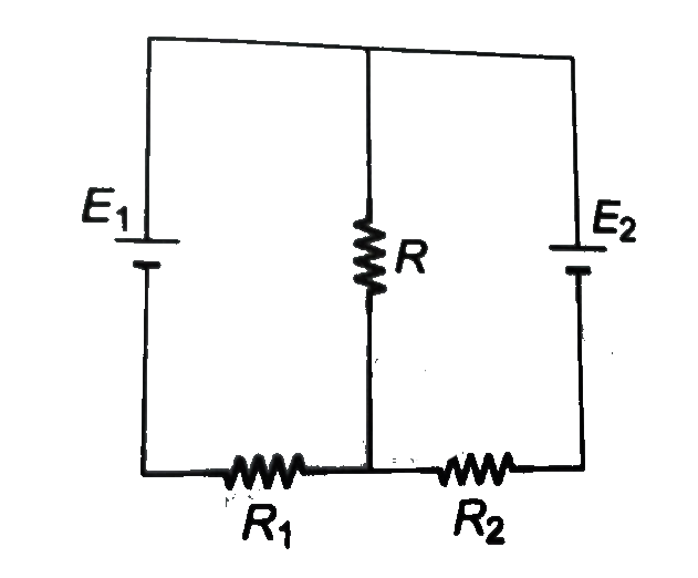 In the circuit shown in figure, the emfs of batteries are `E_1`, and `E
