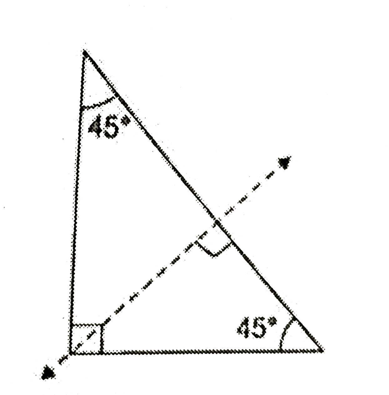 Draw a line of symmetry of an isosceles right triangle. Sarthaks