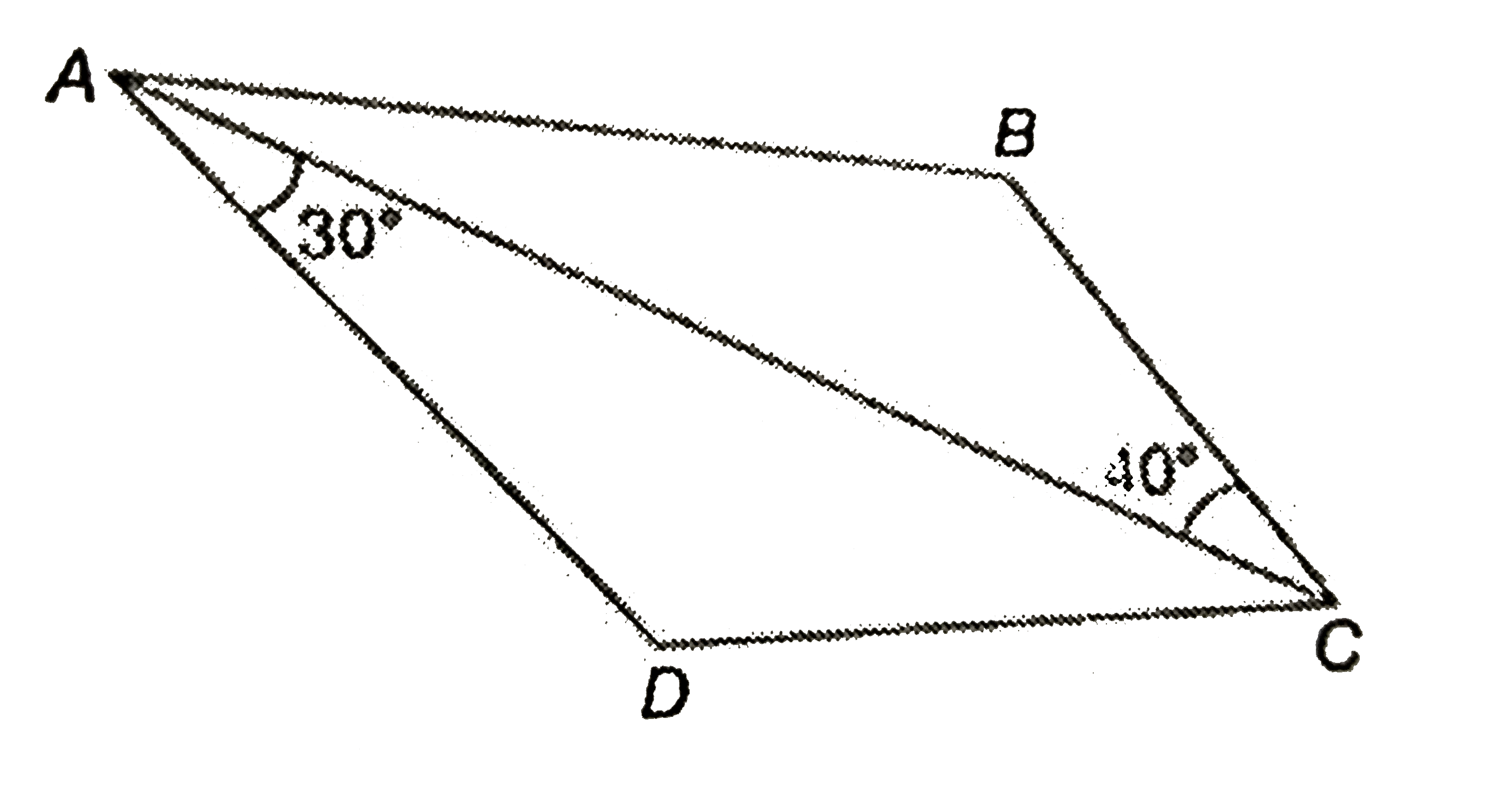 In the figure, `bar(DC)" "bar(AB)`. If `angleACB=40^()` and