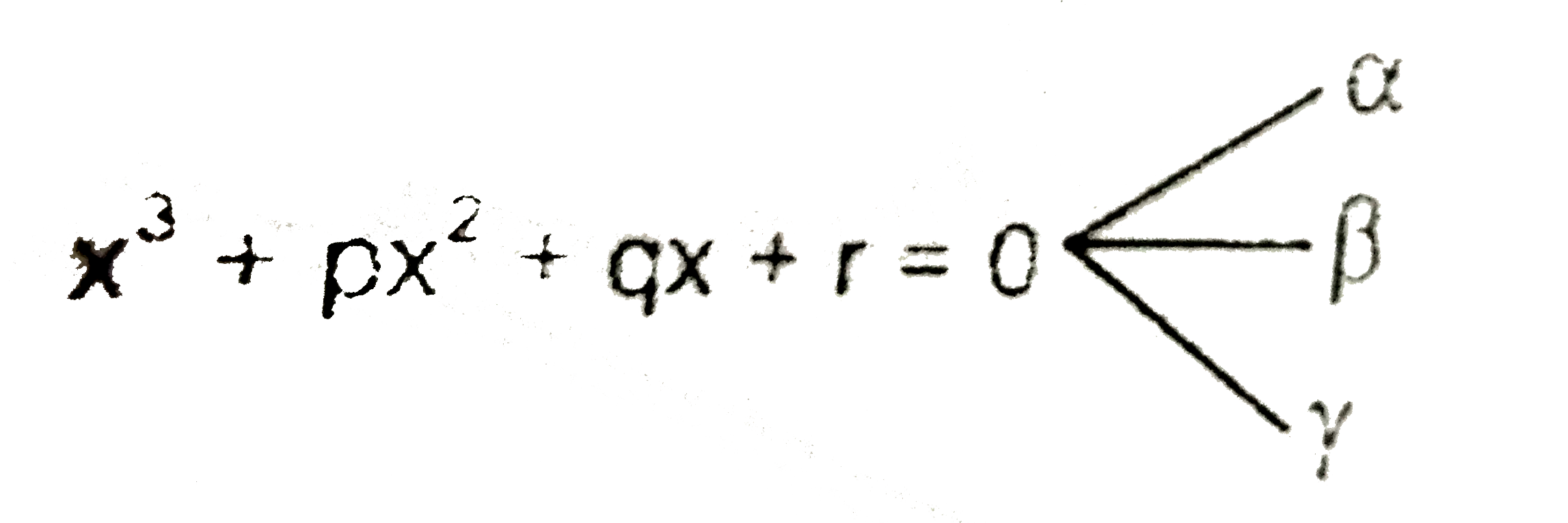 If `alpha`,`beta``gamma` are the roots of the equation `x^3+px^2+qx+r=0