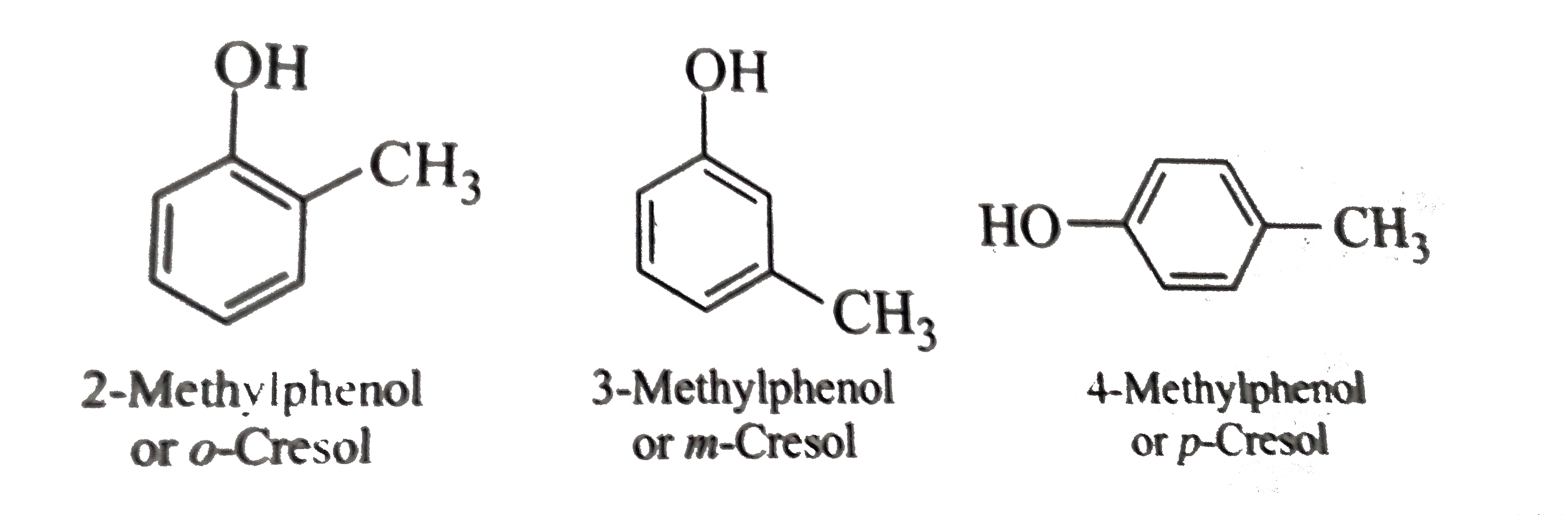 Give the structures and IUPAC names of monohydric phenols of molecular
