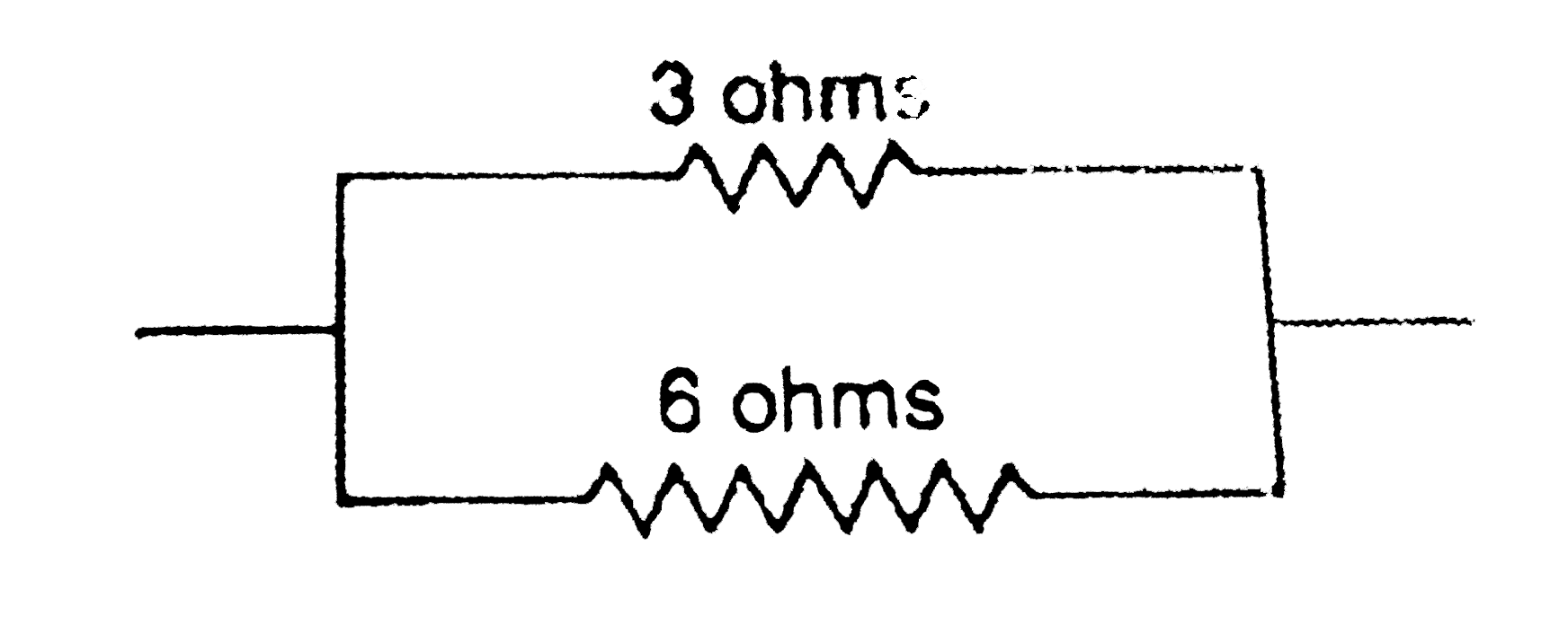 Calculate the equivalent resistance when two resistances of 3 ohms and