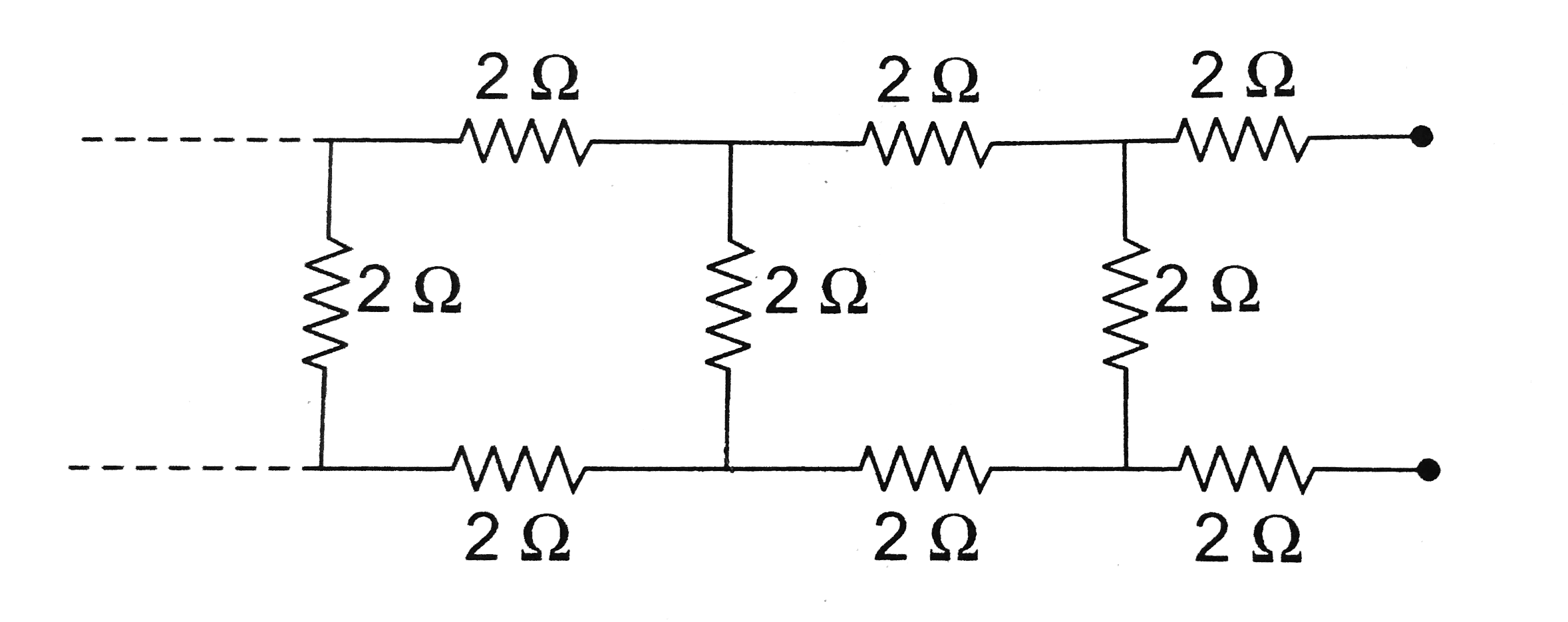 The equivalent resistance of the following infinite network of