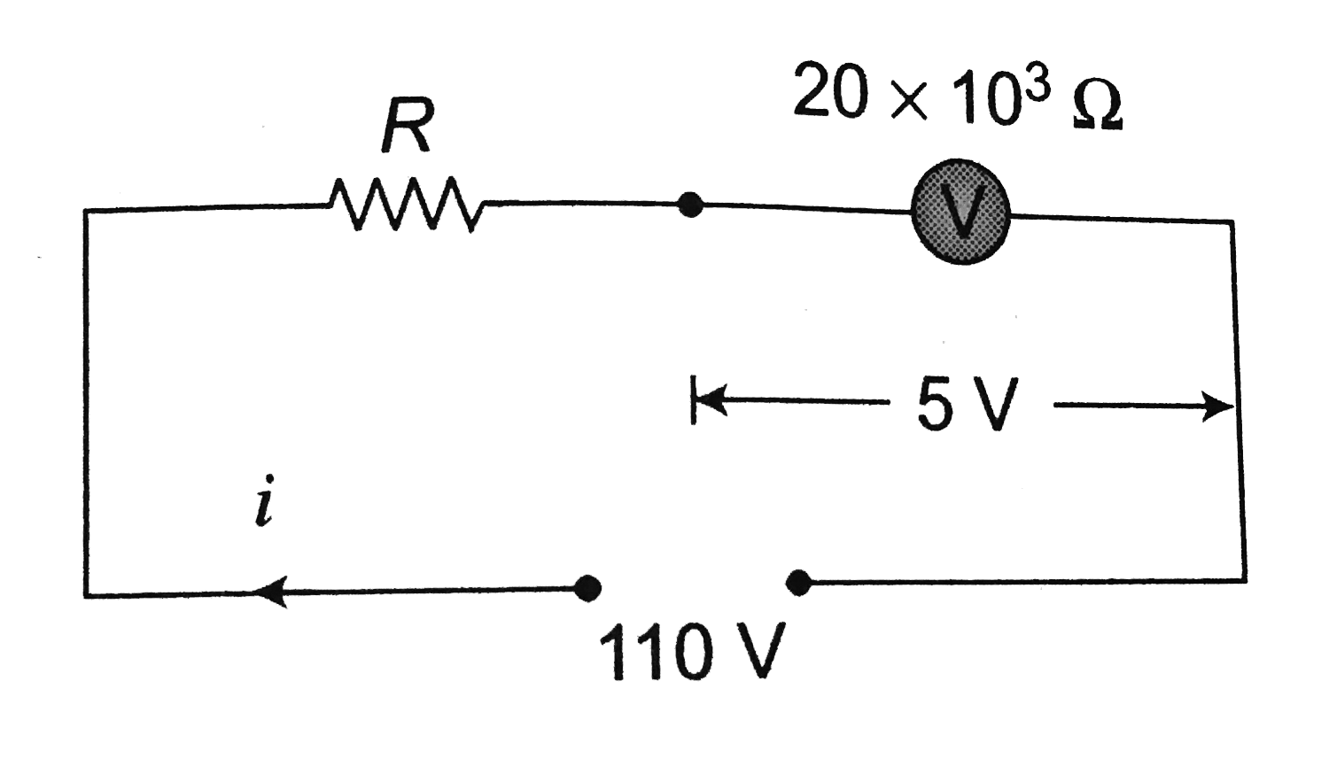 A `100 V` voltmeter of internal resistance `20 k Omega` in series with