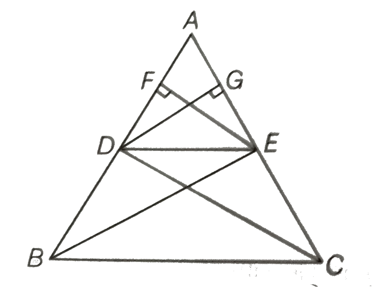 `If a line is drawn to one side of a triangle to intersect the other