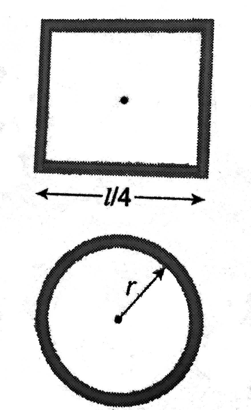 Two wires of same length are shaped into a square and a circle. If they