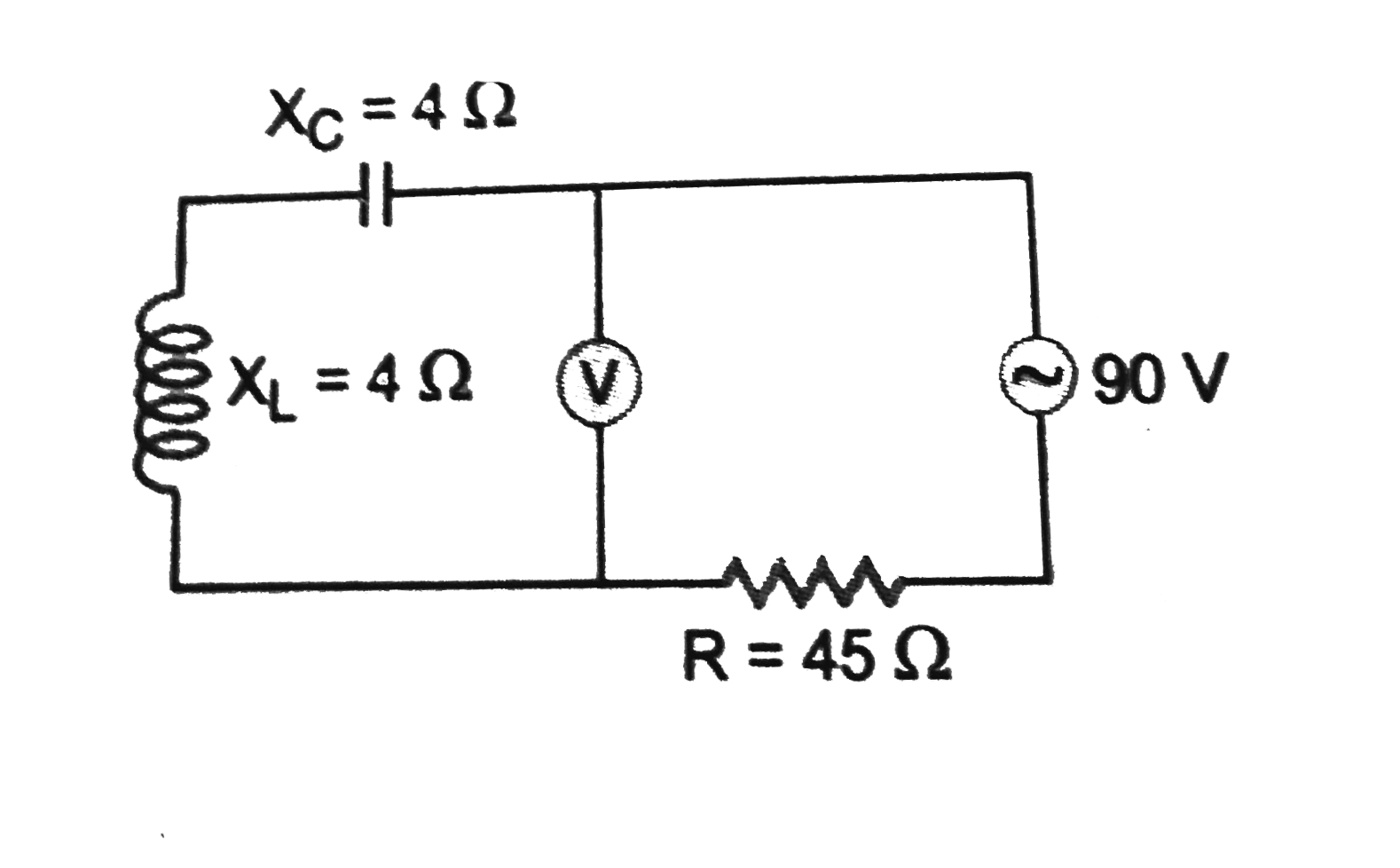 What will be the reading in the voltmeter and ammeter of the circuit