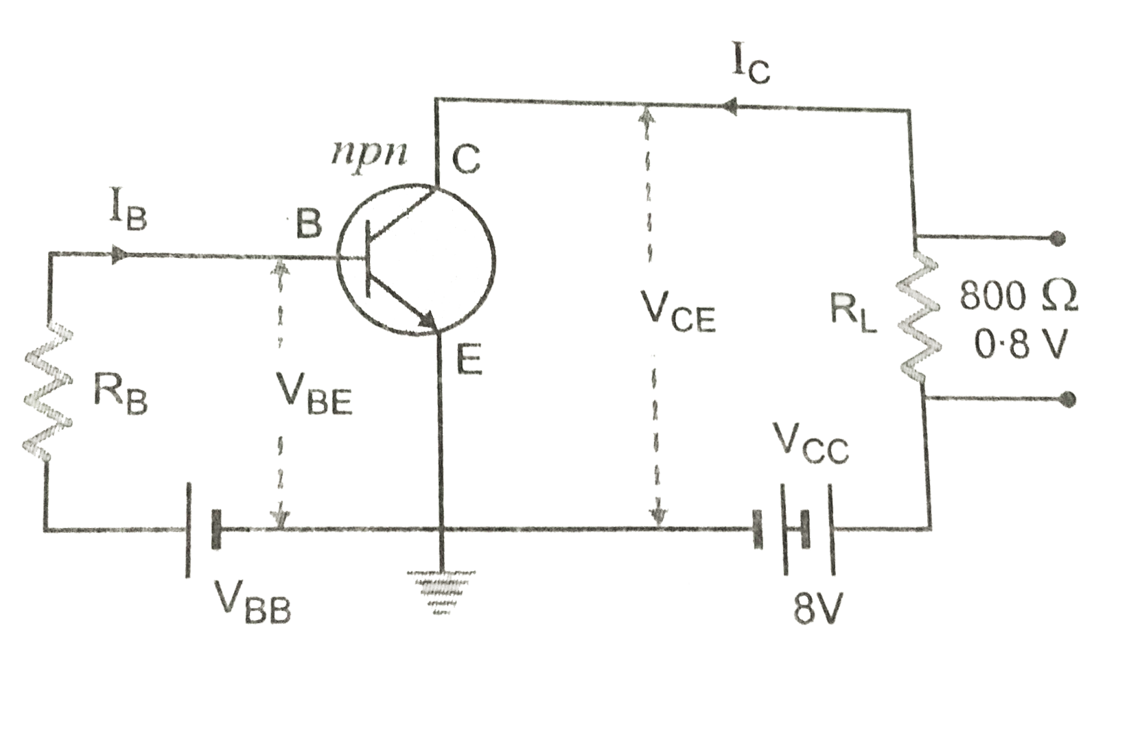 An n p n transistor is connected in common emitter configuraration