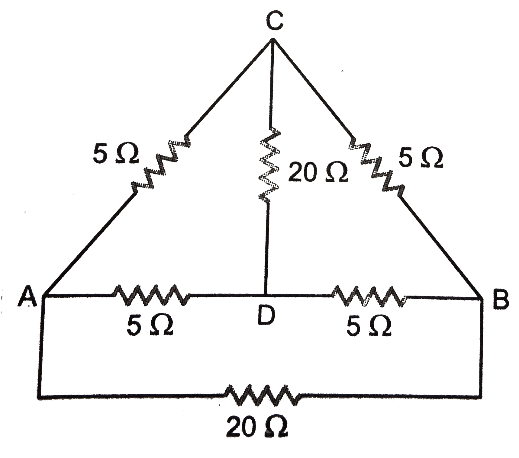 Calculate the resistance between the points A and B of the networks