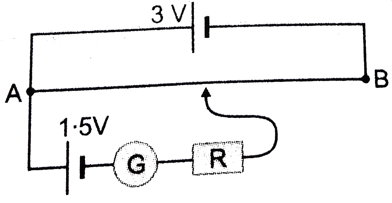 A potentiometer wire of length 1 m is connected to a driver cell of emf