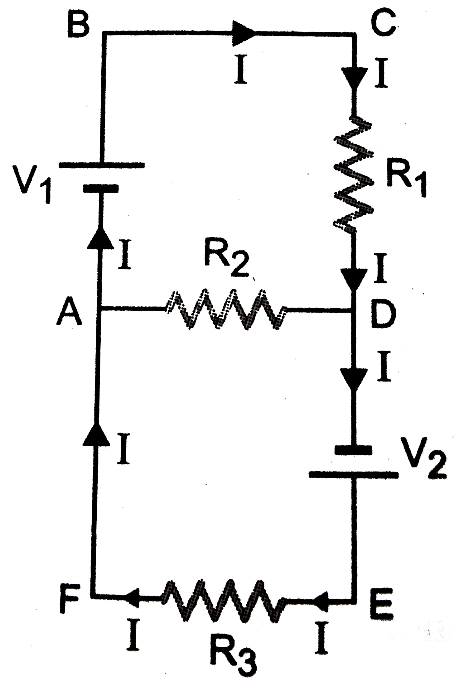 two-ideal-batteries-of-emf-v-1-and-v-2-and-three-resistance-r-1