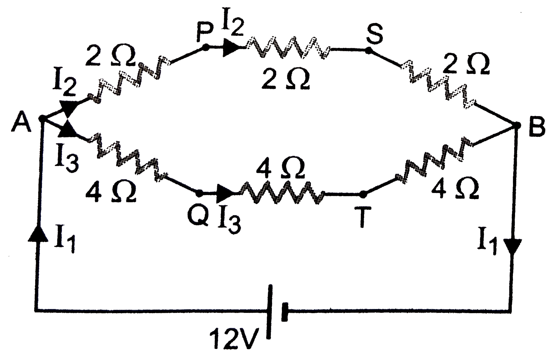 For the resistance network shown in the figure, choose the correct