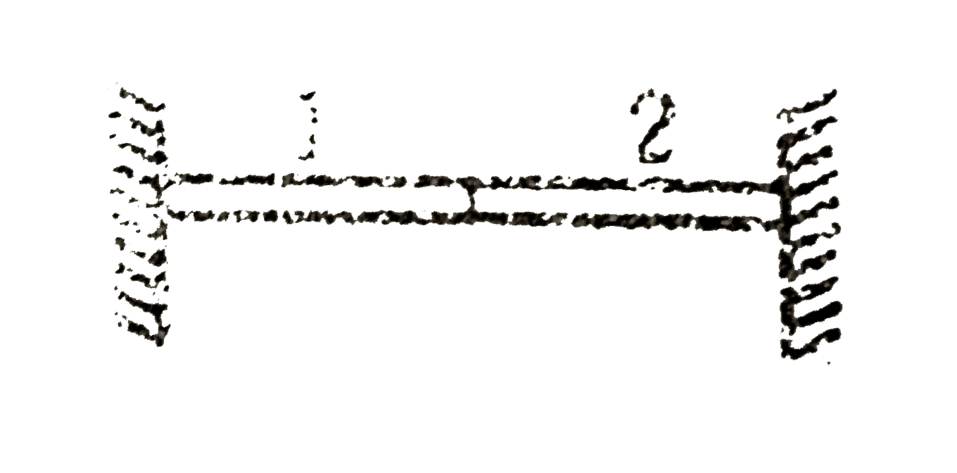 Two metal rods of the same length and area of crosssection are fixed