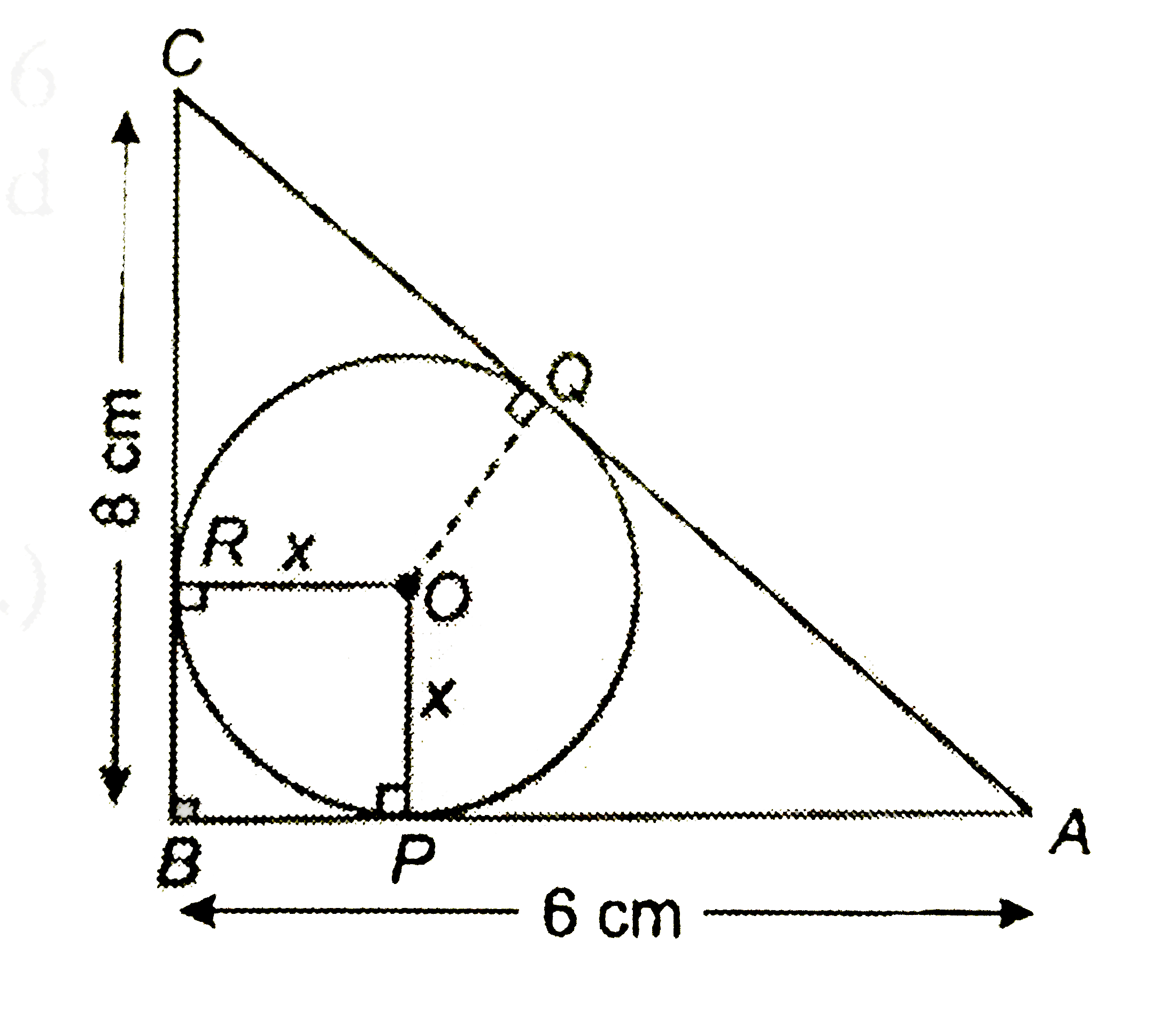 In the given figure ABC is a right angled triangle with AB=6 cm, and BC