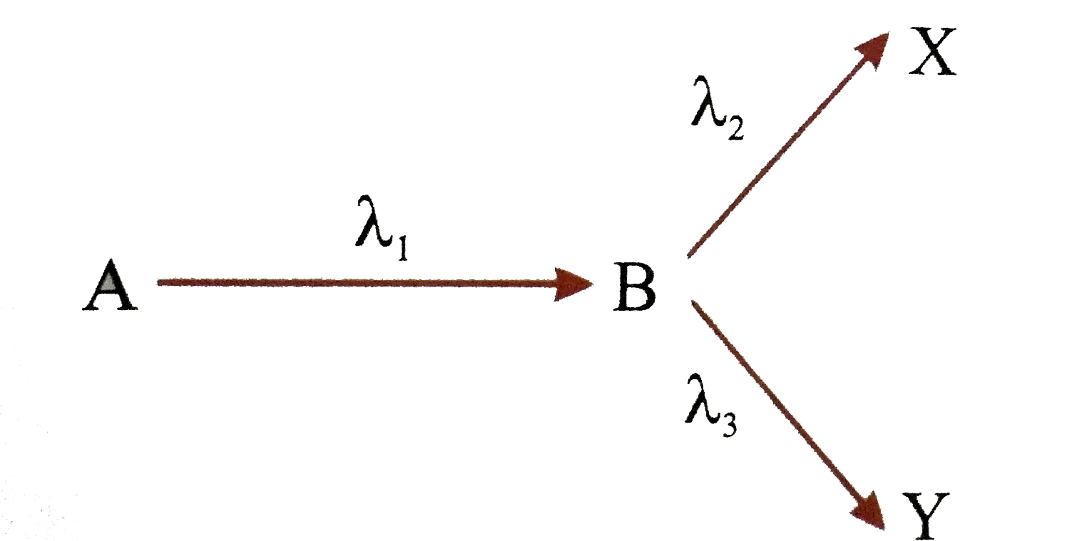Consider radioactive decay of `A` to `B` with which further decays