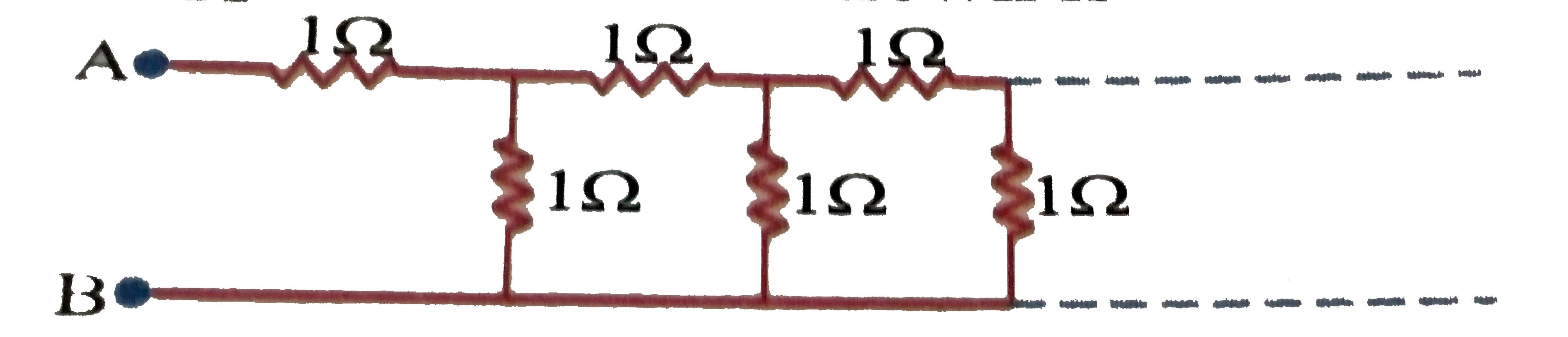 The equivalent resistance between points A and B of an infinite network