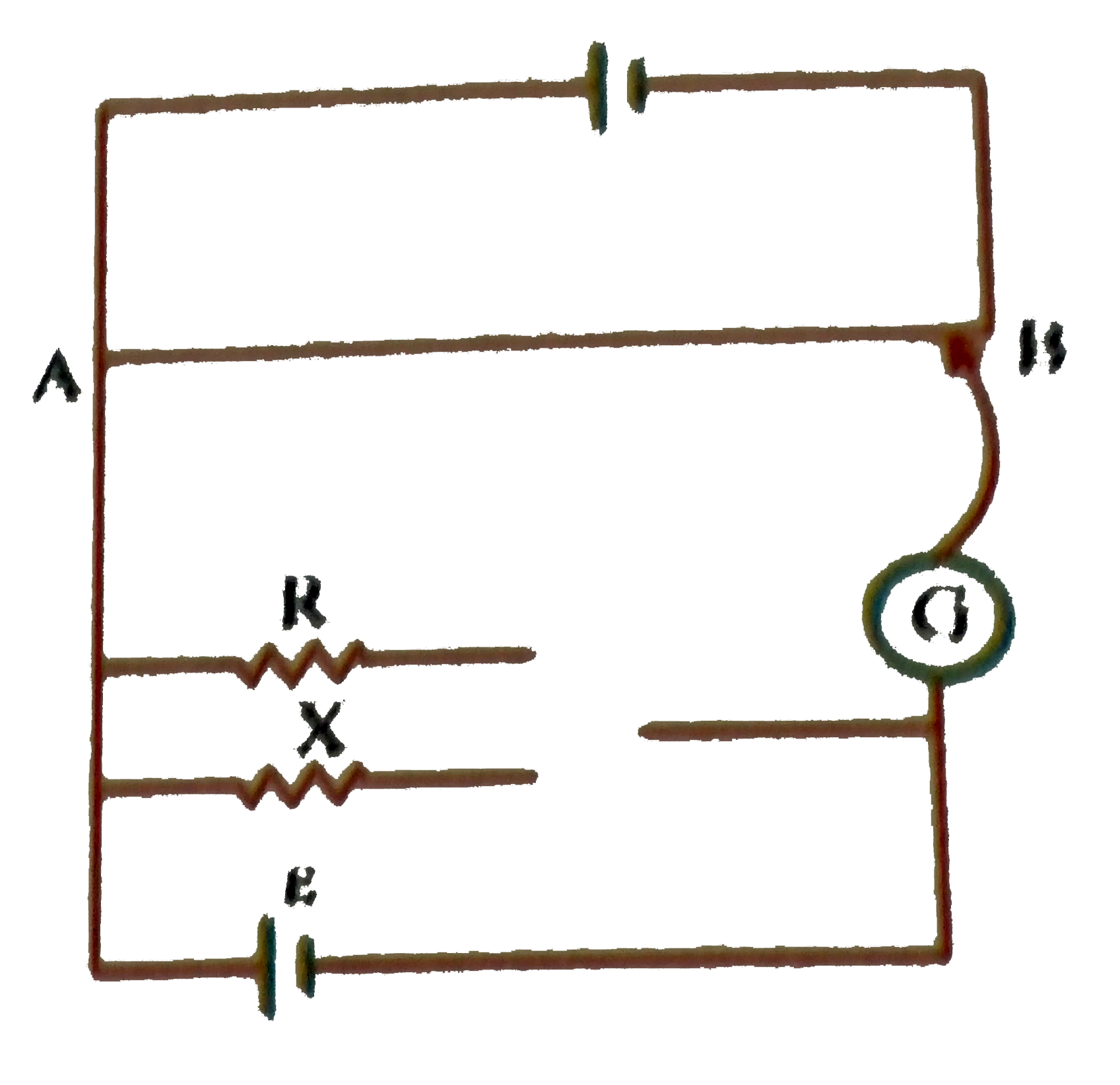 Figure shows a potentiometer circuit for comparision of two resistances