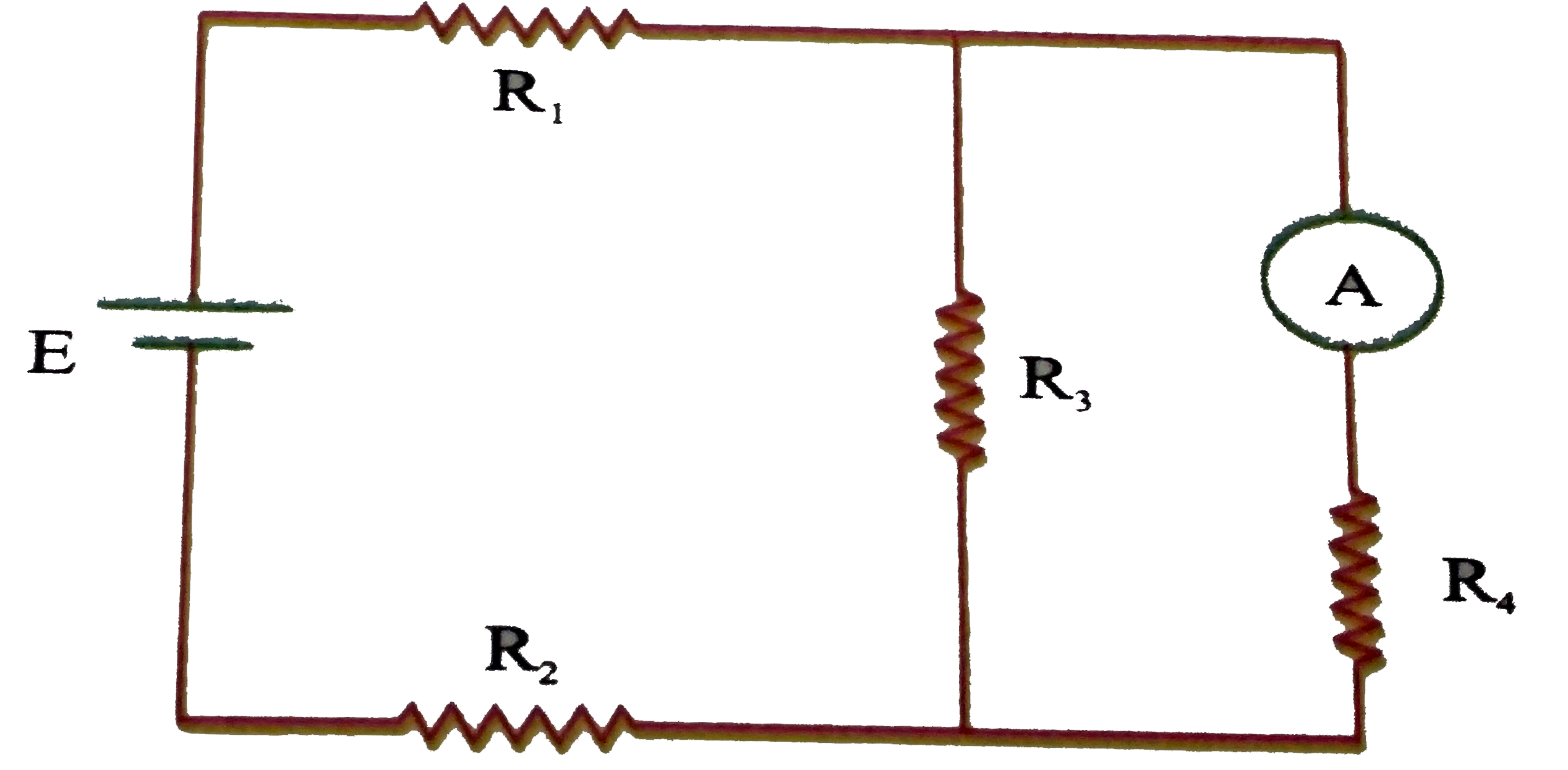 A network of four unequal resistor `R_(1),R_(2),R_(3)` and `R_(4)` are