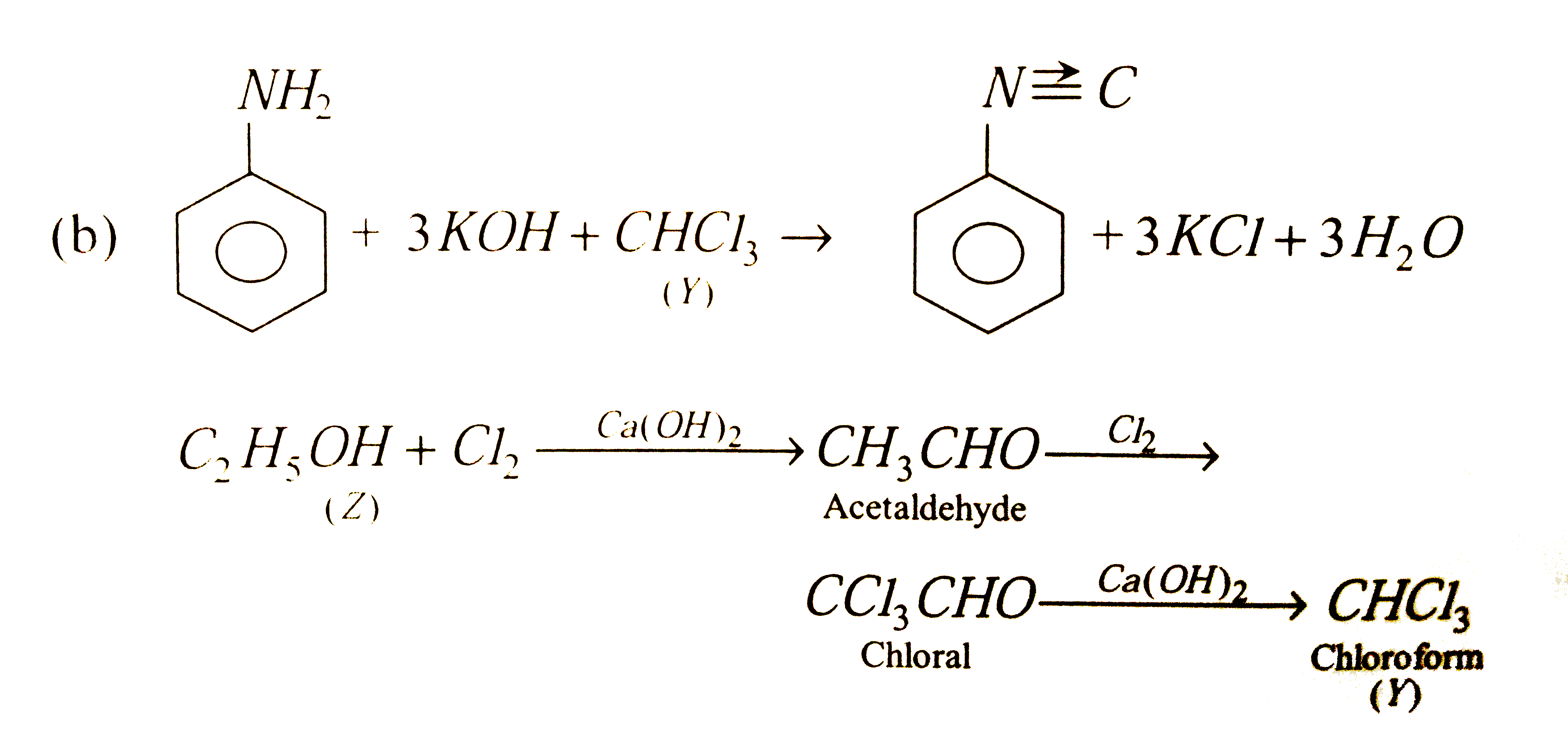 An Aromatic Amine A Was Treated With Alcoholic Potash And Another Compound Y When Foul 
