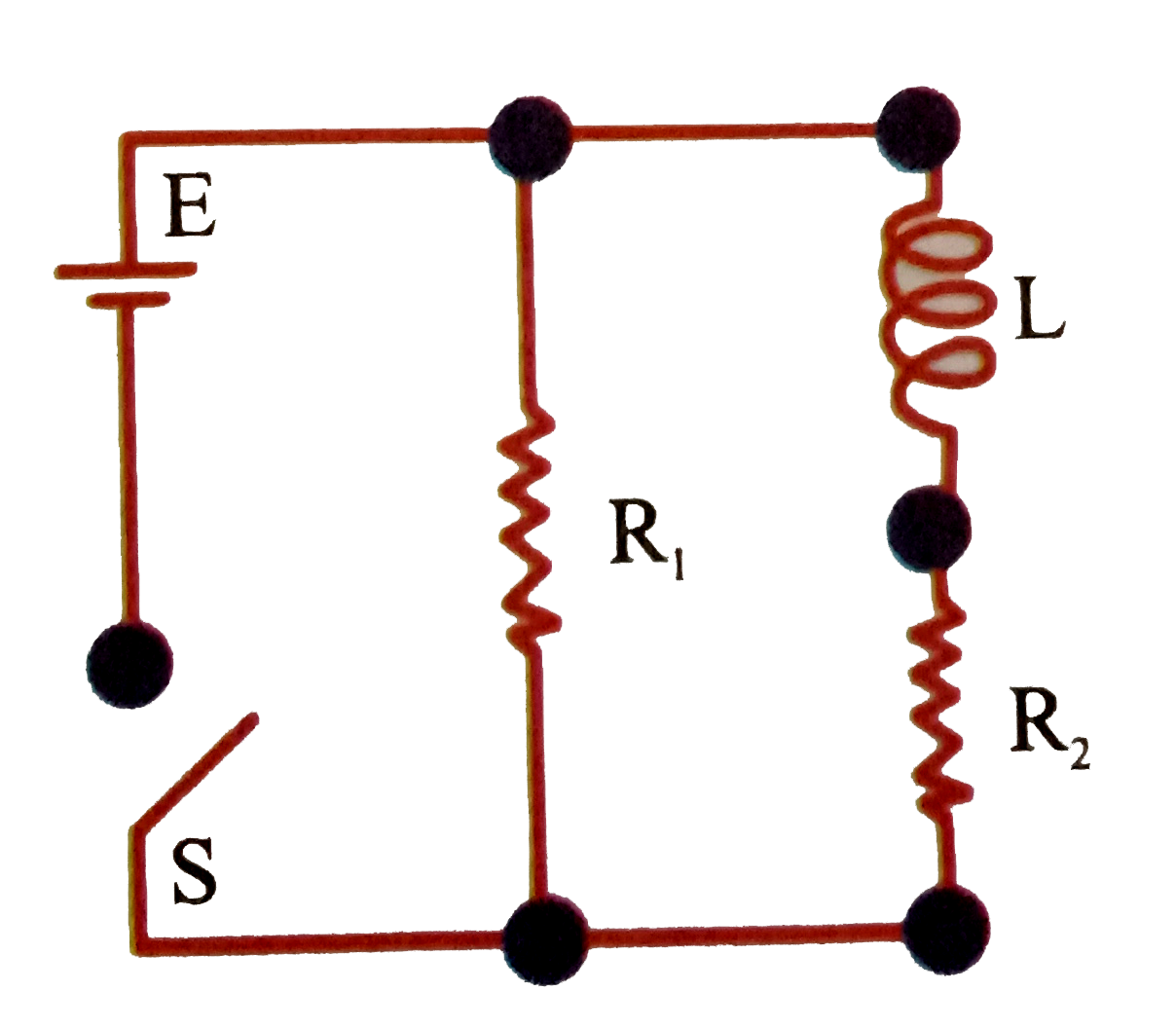 An inductor of inductance L=400 mH and resistor of resistance `R_(1