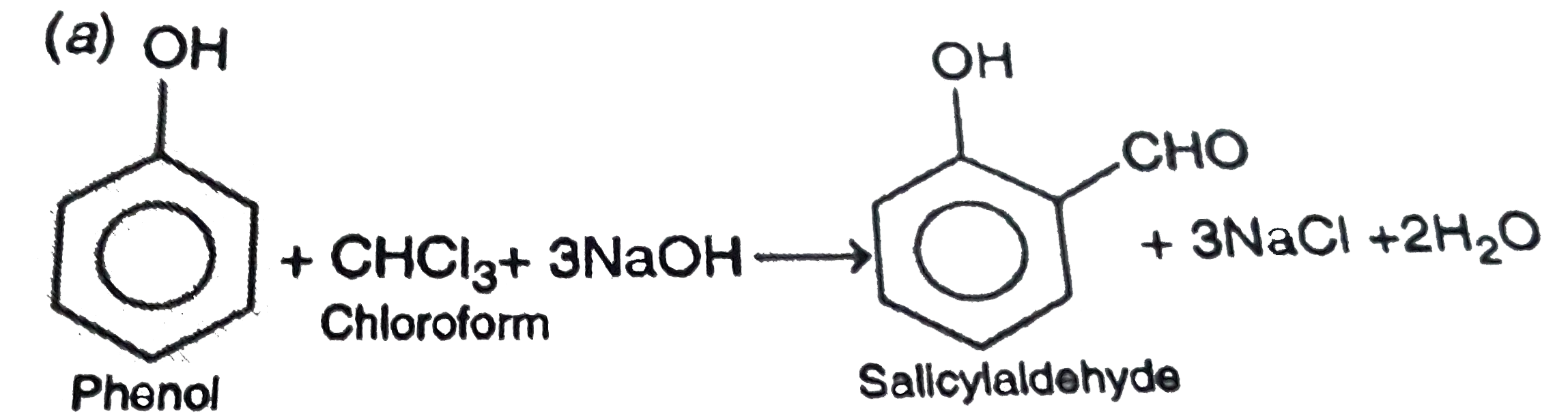 When phenol is heated with `CHCl_(3)` and alcoholic `KOH`, salicylaldehyde is produce. This