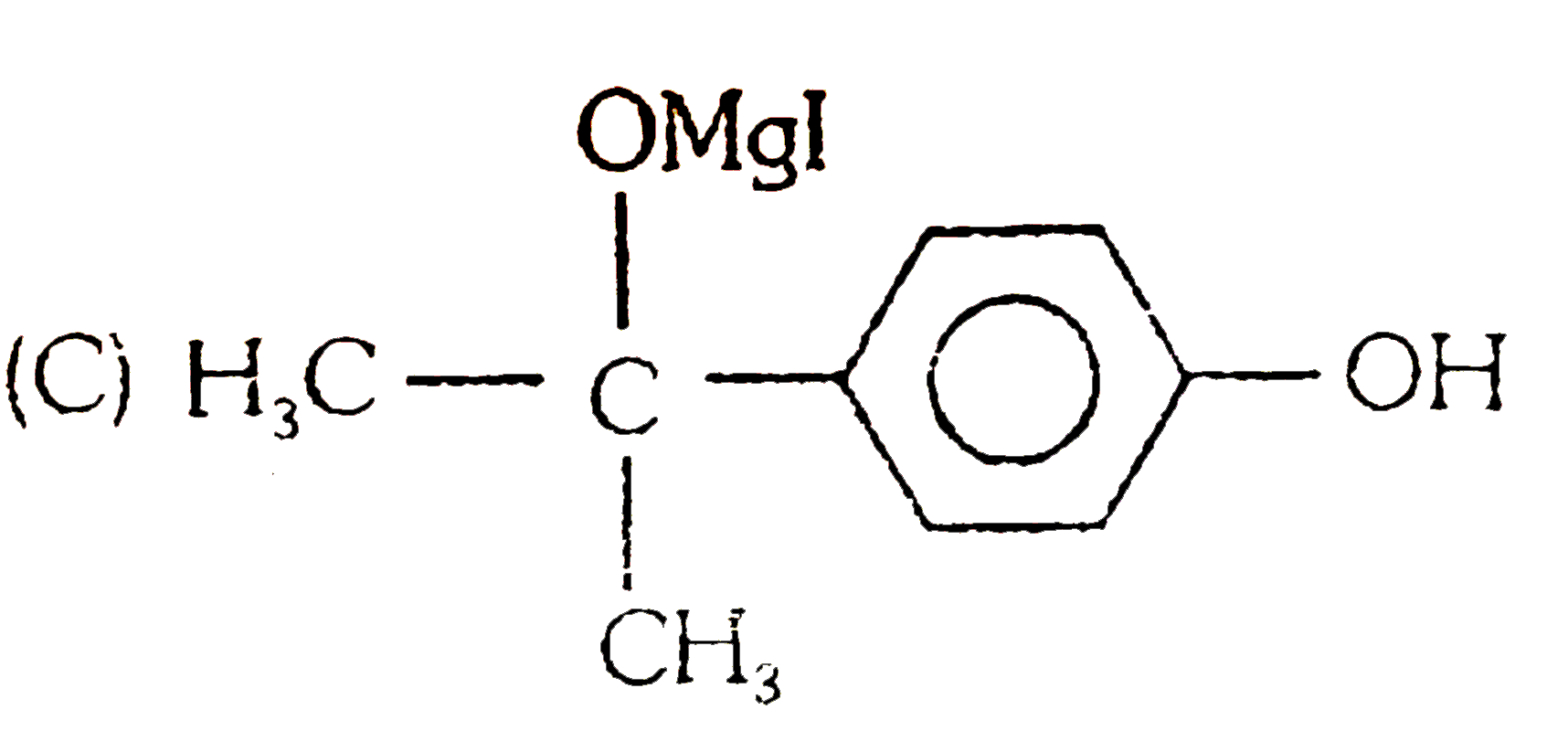 The reaction of 1 mol each of phydroxyacetophenone and methyl