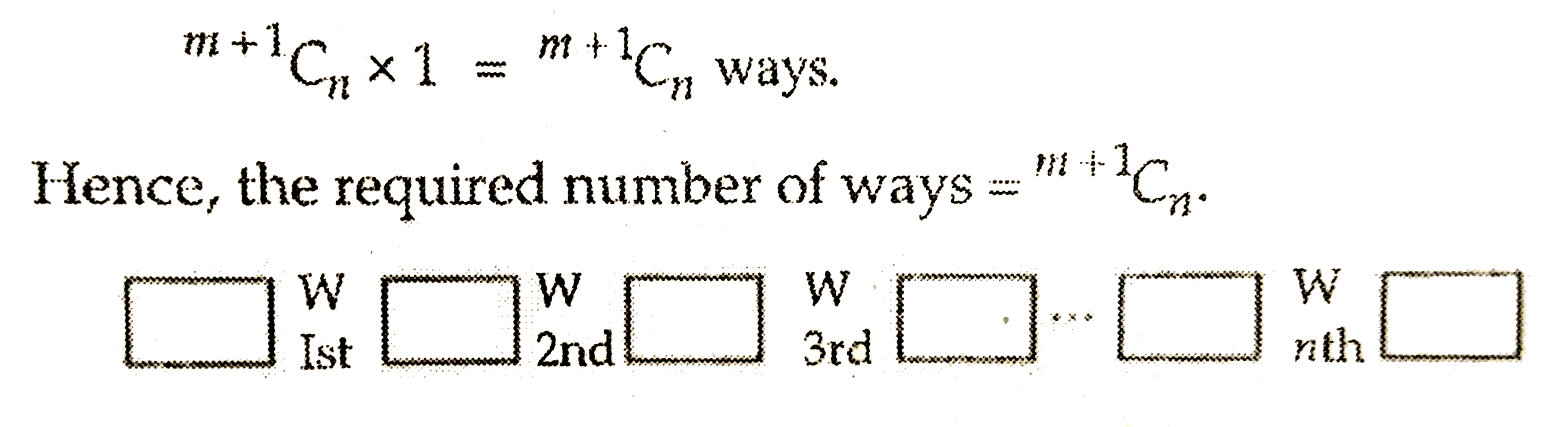 The number of ways of arranging m white and n black balls in a row