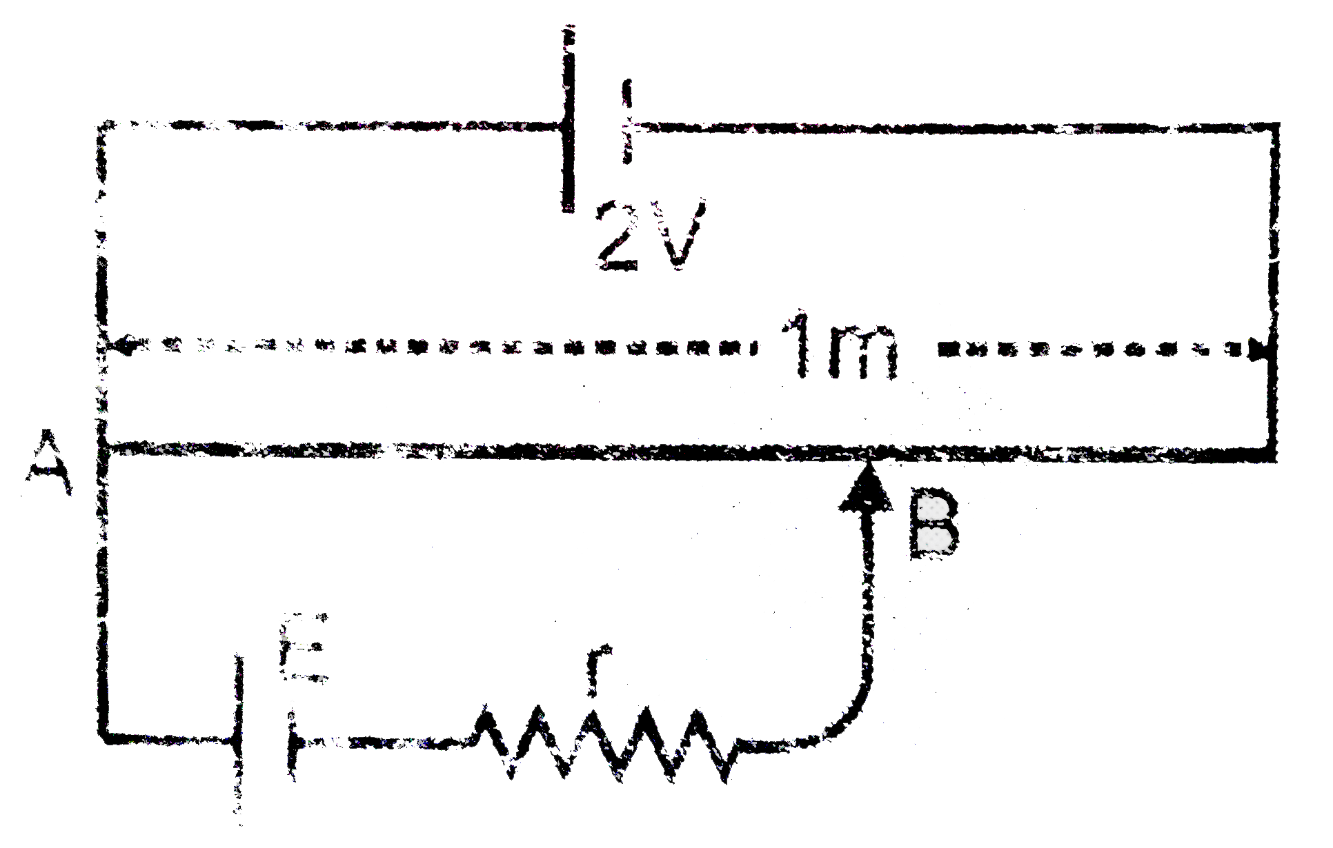 In fig. battery E is balanced on 55cm length of potentiometer wire but when a resistance of