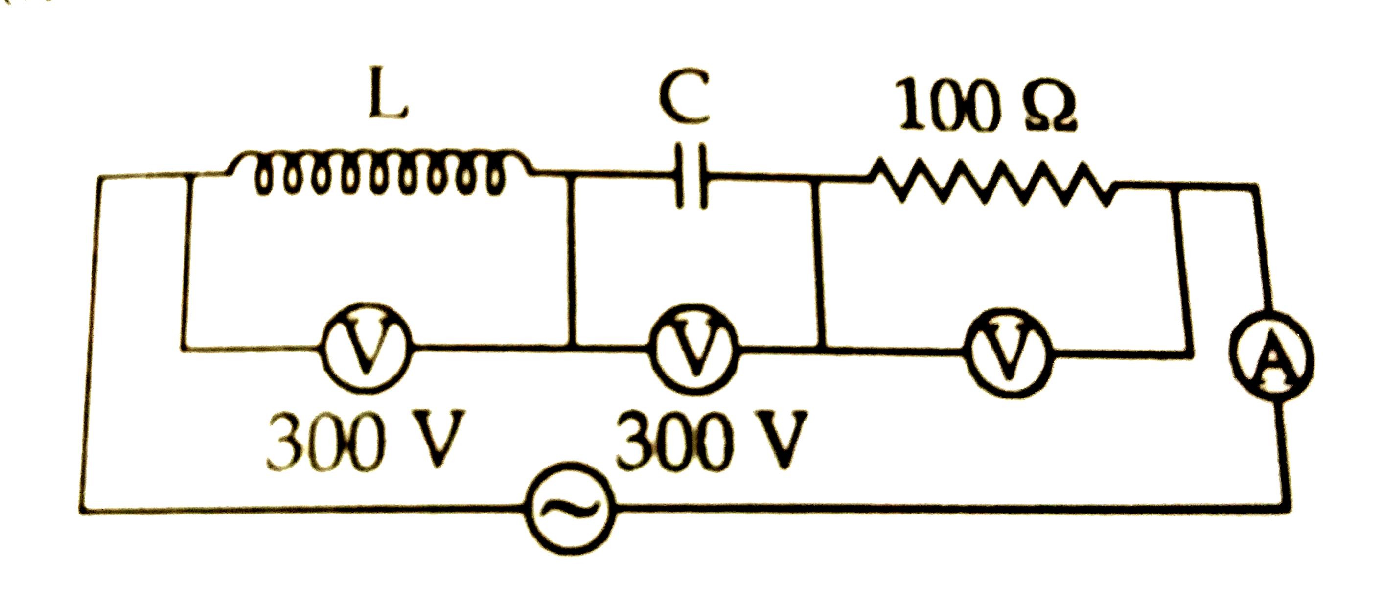 In a circuit shown in figure. What will be the readings of a voltmeter