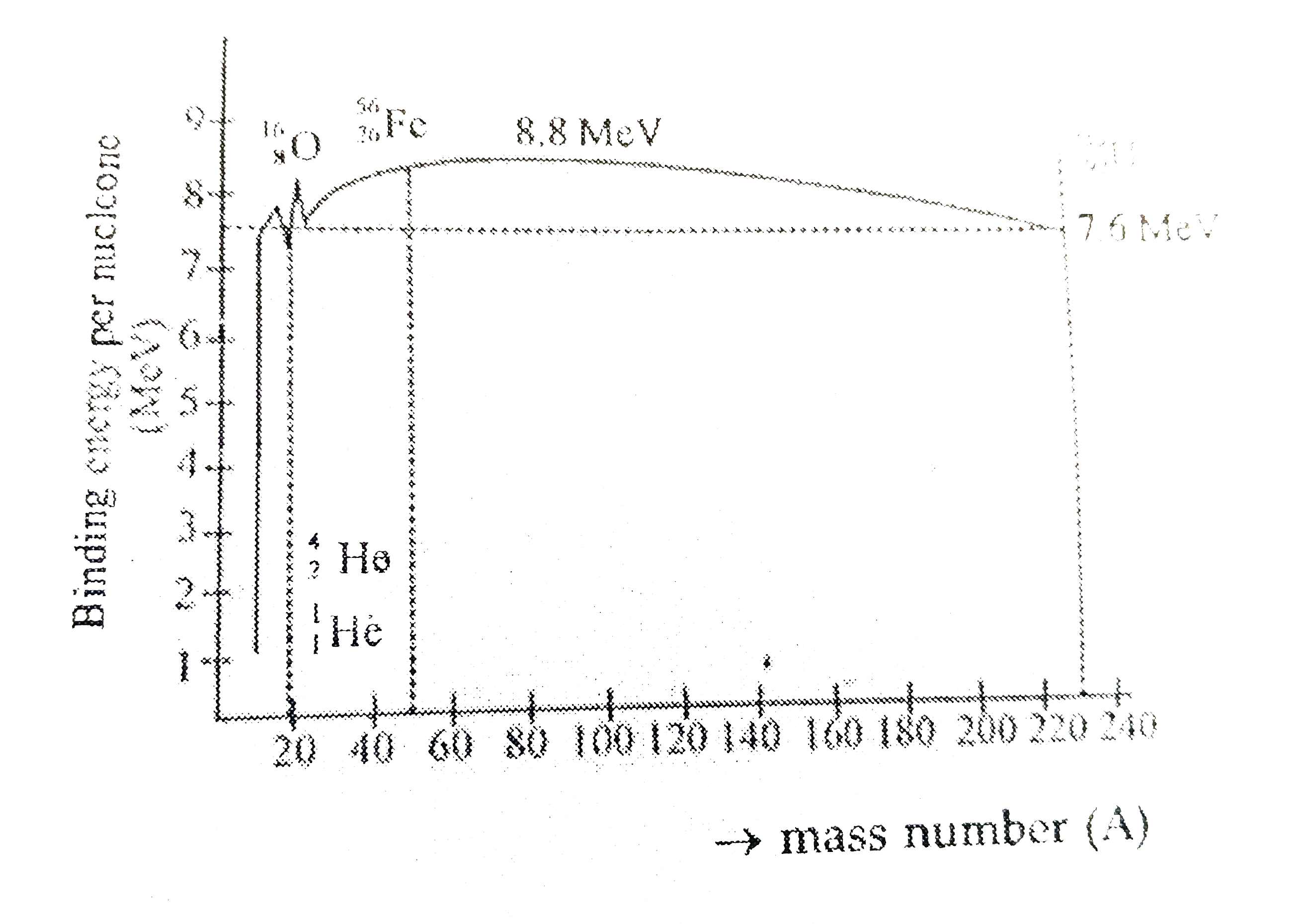 (a) Draw a graph showing the variation of binding energy per nucleon (BE/A) vs mass number A for