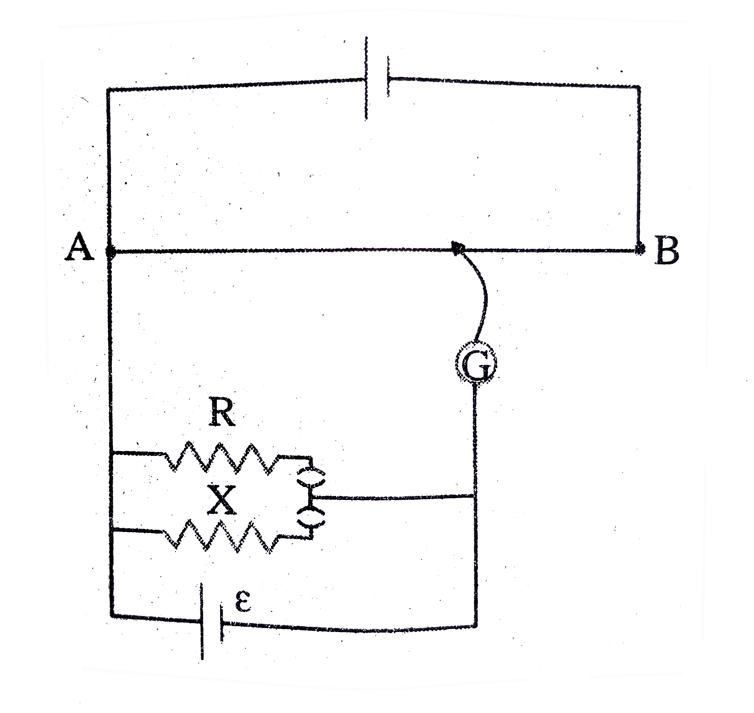 Figure shows a potentiometer circuit for comprasion of two resistances