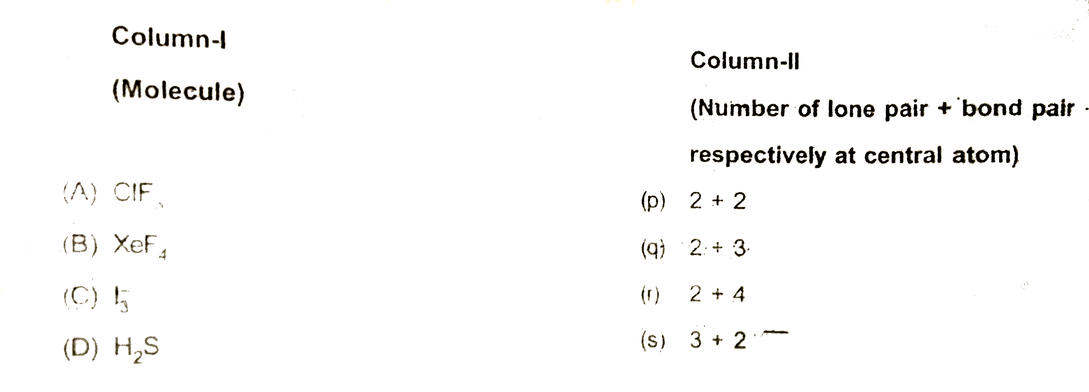 Match the following - Sarthaks eConnect | Largest Online Education ...