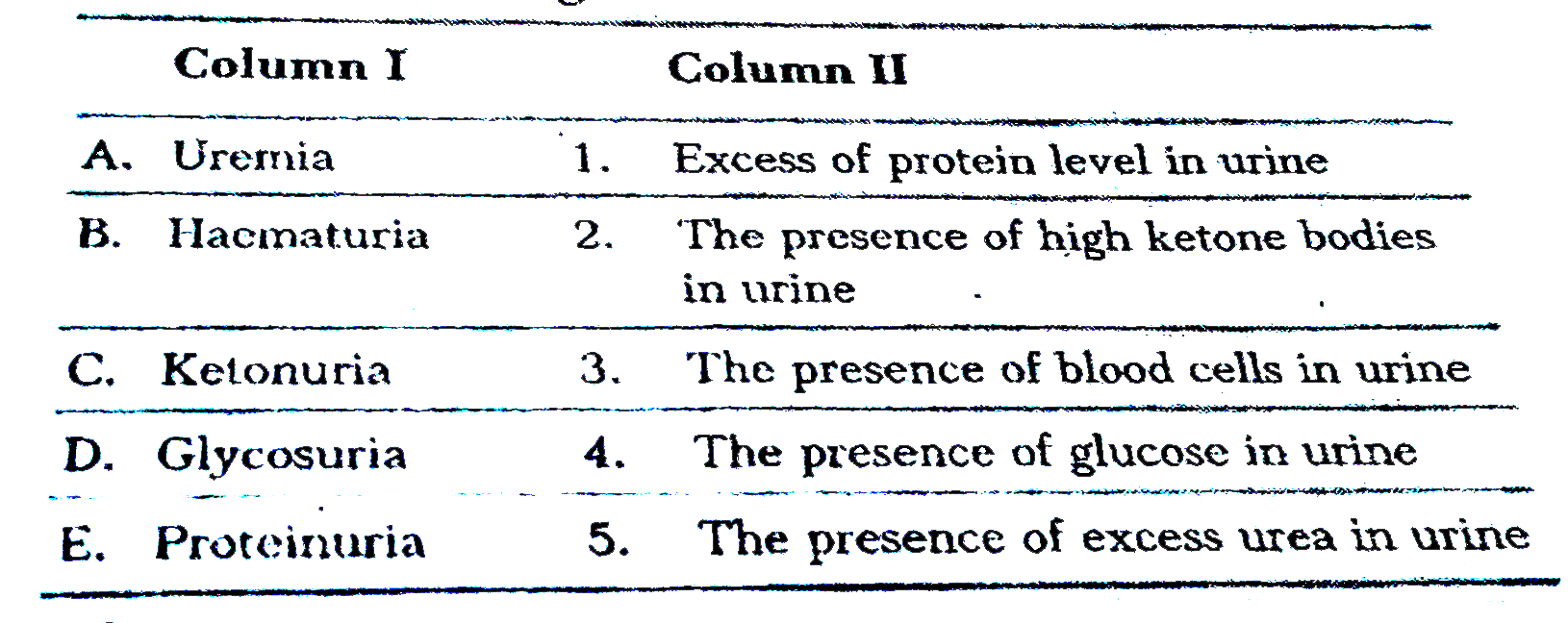 Match The Following Columns A B C D E a 5 3 2 4 1 b 4